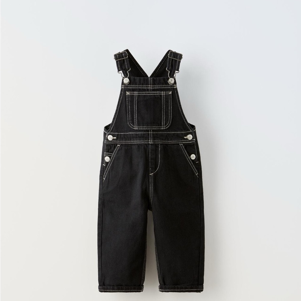 Zara contrast stitching denim overalls sz 2-3yrs